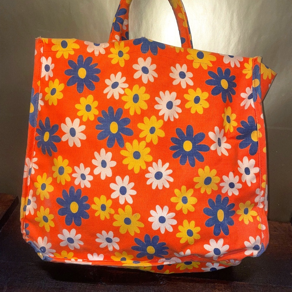 Women's Paul B. Stone Canoga Park California Daisy Floral Orange‎ Tote Bag